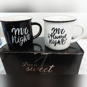 Mr. Right and Mr. Always Right Mug Set - Black and White